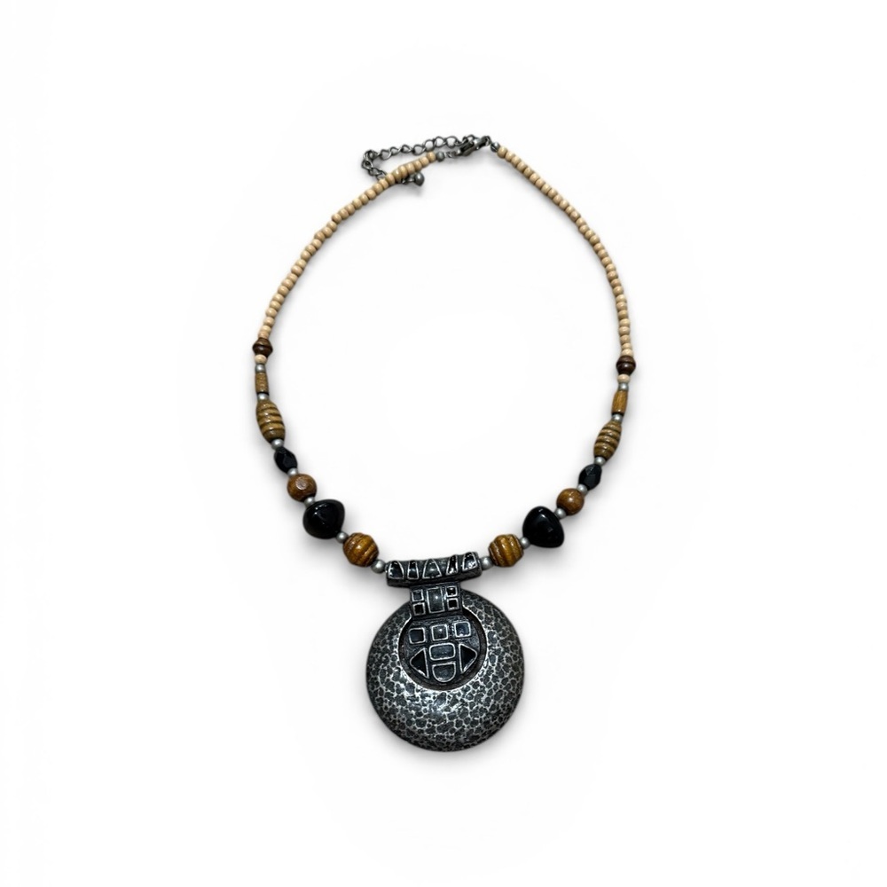 Tribal Statement Necklace Boho Ethnic Beaded Pendant Artisan Jewelry